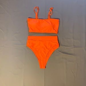 Bright Orange high waisted two-piece Swimsuit
